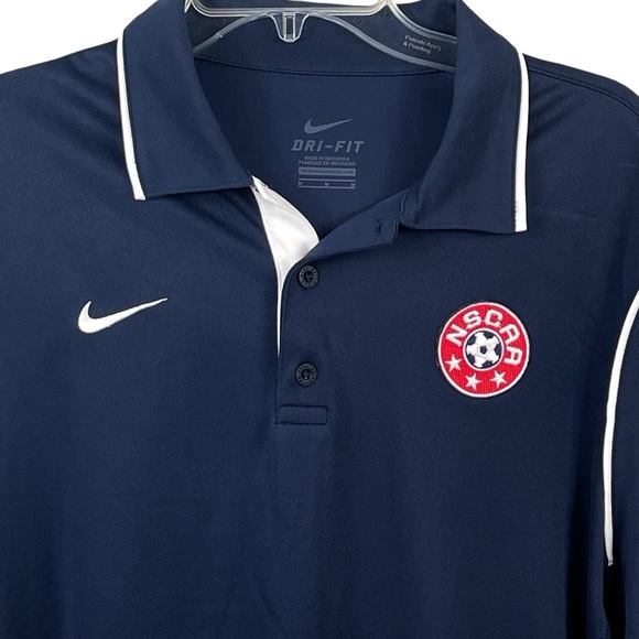 NWT Men’s Medium Nike Dri-Fit NSCAA‎ Blue & White Polo 0280 - Picture 3 of 7